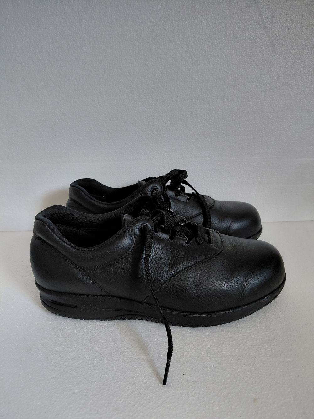 Men/women Black Leather Lace-Up Work Shoes